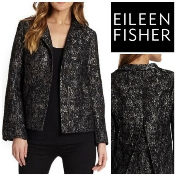 Eileen Fisher Open Front Textured Blazer Jacket Small/Medium Knit Layering - Picture 14 of 14